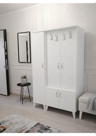 Resim Zerkaconcept Belin 3 Kapaklı Portmanto Vestiyer Ayakkabılık Dolap Beyaz - M1 Beyaz 