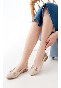 Resim İnf-120 Ten Günlük Fileli Taş Aksesuarlı Kadın Babet Bej 