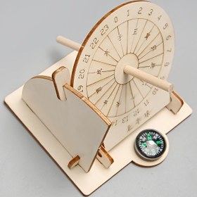 Resim DIY Ekvator Güneş Saati Modeli - Kolay Montaj, El Becerilerini Geliştirir, Ahşap Güneş Saati - Manuel Dış Mekan Zamanlayıcılar ve Meteorolojik Araçlar için Uygun, Kişisel Araştırma ve Montaj. Tüm 4 Mevsime Uygundur 