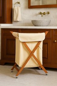 Resim Garden Art Home Cesto Ahşap Tekerlekli Çamaşır Sepeti 