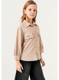 Resim Kız Çocuk Kol Büzgülü Gömlek 3149 Bej 