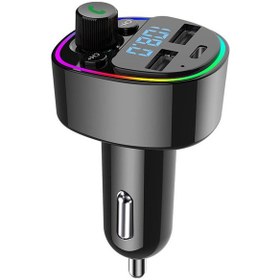 Resim Yaozixa Oto Mp3 Çalar Bluetooth 5.0 Fm Transmitter, Çift Usb 3.0a , 7 Renkli Işık, Tf/usb Destekli, Gerçek Zamanlı Voltaj Monitörü Döndürme Düğmeli 