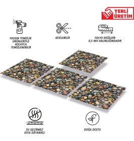 Resim Kendinden Yapışkanlı Çakıl Taşı Desenli Kesilebilir Pvc Karo 30X30 cm (33 Adet) 3m2 