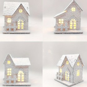 Resim Rustik Ahşap Noel Ev Süsü LED Işıklarla, Art Deco Tarzı, Kar Tanesi Detayları, Tatil Mevsimi İçin Şenlikli Masa Dekoru, Pil ile Çalışır (Dahil), Tüy Yok, Şükran Günü, Yeni Yıl, Kış Kutlamaları İçin İdeal, Toplanabilir Binalar ve Aksesuarlar 