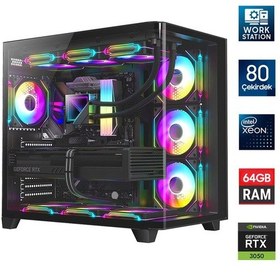 Resim Turbox XEON E5-2698-V4 64 GB 1 TB NVMe RTX3050 Free Dos Oem Paket Masaüstü Oyuncu Bilgisayarı 