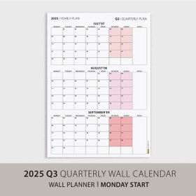 Resim Üç Aylık Planlayıcı 2027 Duvar Takvimi, Temmuz - Eylül 2027, 90 Günlük Planlama, Yılın Üçüncü Çeyreğ 