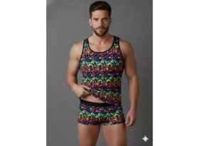 Resim TeknoKapsül Erkek Renkli Tank Top Boxer Takımı 