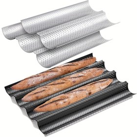 Resim Fransa ve İtalyan Delikli Fransız Ekmek Tavası için Yapışmaz Baget Pişirme Tepsileri, 2/3/4 Adet Paketi 