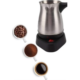 Resim Aylina Mey Ithalat® Elektrikli Cezve 800 Watt Paslanmaz Çelik Türk Kahve Makinesi Saplı 