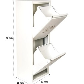 Resim Leyl 2 Katlı Beyaz Baskılı Metal Sebzelik – 100 cm Patates ve Soğanlık Çok Amaçlı Dolap 