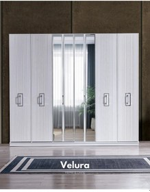 Resim Rio Gümüş Modern 6 Kapaklı Aynalı Gardırop Dolap 