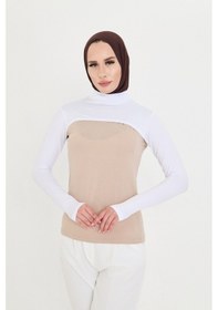 Resim Hürrem Bone Beyaz Tesettür Balıkçı Yaka Boyunluklu Kolluk Viskon Düz 1025 42 Beyaz 