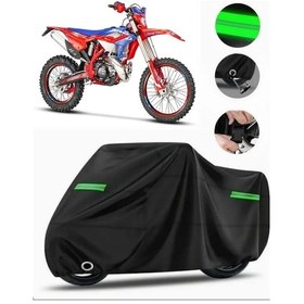 Resim Sunshine011 Beta Rr 300 2t Enduro Siyah Motosiklet Brandası Reflektörlü Kilit Uyumlu Uv Koruma Su Geçirmez Motor Örtüsü 