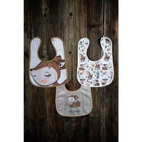 Resim Mai Perla Karaca Temalı Pamuklu Microfiber Unisex Bebek Mama Önlüğü 