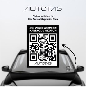 Resim Qr Kodlu Akıllı Araç Etiketi - Karekod Numaratör - İçten Yapıştır 