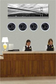 Resim Platin Saat 40 Cm Beyaz Metal 4 Adet Set Otel Dünya Saati 