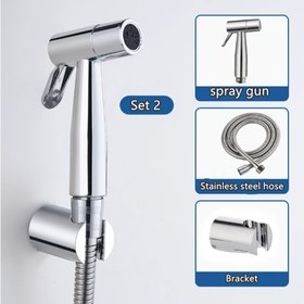 Resim 3’ü 1 Arada Tuvalet Bide Seti, Basınç Artırıcılı ABS El Duşu ve Paslanmaz Çelik Hortum - Duvar Montaj Braketi ve Kurulum Aksesuarları Dahil 