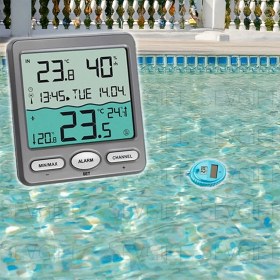 Resim Sevgift Dijital Havuz Termometresi | 'venice' Havuz Sıcaklık Ölçer | Ortam Isı Nem Ölçer | Tfa 30.3056.10 
