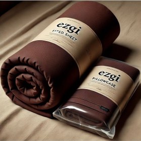 Resim Çift Kişilik 160 X 200 Yataklar İçin Ranforce Lastikli Çarşaf Ve Yastık Kılıfı Kahve 