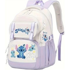 Resim Honeybeeshop Disney Stitch Mor Sırt Çantası Büyük Kapasiteli Okul Laptop Çantası Kız Erkek Çocuk Diğer 