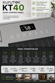 Resim Kurutek KT40 (Wi-Fi - ION) Ev Tipi Nem Alma ve Hava Temizleme Cihazı 