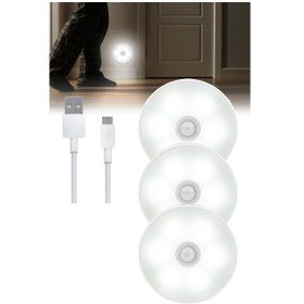 Resim Technojet 3 Adet Akıllı Hareket Sensörlü USB Şarjlı Kablosuz Spot 