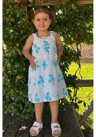 Resim Escabel Kız Çocuk Elbise Çiçek Desenli 1.5-5 Yaş, Beyaz Beyaz 