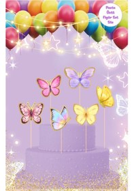Resim Kelebek Temalı Pasta Üstü Figür Set Tüm Yaşlar 