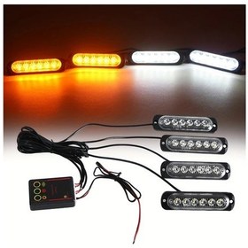 Resim Xuweiwei Yellow White 4 Li 1 24 Led Araç Işığı Mini Izgara Işığı 12v Işıklar Kamyon Araba Minibüs 