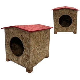 Resim Reyo Kedi Evi Dış Ortam Uygun Ahşap Kedi Evi Osb 39 x 37 x 34 CM CAT08 