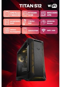Resim Game Garaj Titan S12 R7-9800X3D 64 GB 1 TB SSD RTX5080 Free Dos Oem Paket Masaüstü Oyuncu Bilgisayarı 