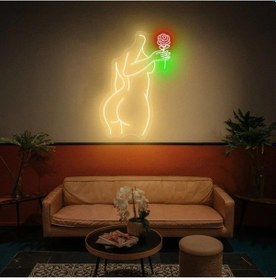 Resim Kadın Figürlü Neon Tabela Sarı 