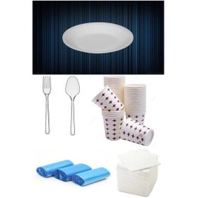 Resim 50'li Yuvarlak Köpük Tabak Set Beyaz 