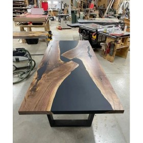 Resim Abronya Epoksi Tasarım Büyük Yemek Masası 90X200 cm 1 Adet 