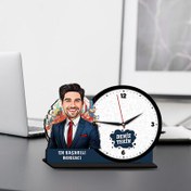 Resim Erkek Borsacı Karikatürlü MDF Masa Saati 