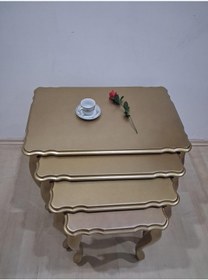 Resim Zigon St 90640 Klasik Model Sehpa Parlak Gold Renk Kayın Aslan Ayak El Yapım Gold 