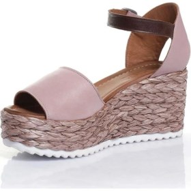 Resim Bueno Shoes Kemerli Deri Kadın Dolgu Topuk Sandalet 9N3601 