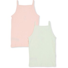 Resim HelloBabymon Kız Bebek 2li Atlet Çiçek Baskılı Bisiklet Yaka Sleeveless 