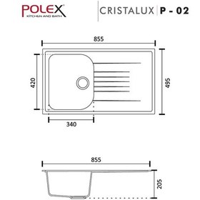 Resim Polex Cristalüx Granit Evye P-02 Toprak Tezgah Altı Ve Tezgah Üstü Mutfak Evyesi 85x49.5 CM 