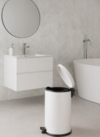 Resim Begin Power Vintage 16 Lt Yavaş Kapanır Kapaklı Ofis Mutfak Banyo Balkon Çöp Kovası Beyaz 