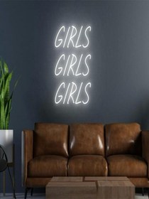 Resim Gırls Gırls Gırls Yazılı Neon Tabela Beyaz 