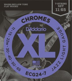 Resim D'Addario ECG24-7 XL Chromes 7 Telli Elektro Gitar Teli - Jazz Light (11-65) 