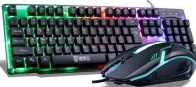 Resim Lennox T302 Rgb Işıklı Mekanik Q Klavye Mouse Fare Set 