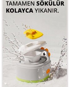 Resim Wellgro Dino 2'si 1 Arada Bebek Lazımlık ve Tuvalet Adaptörü - Gri 