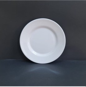 Resim 12 Adet Kırılmaz Melamin Çizgi Tatlı & Yemek Servis Tabağı 25 Cm - Beyaz Beyaz 