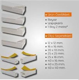 Resim Kablo Kanalı Mutlusan Yapışkanlı Olçü Seçmeli 10Metre 