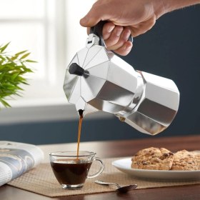 Resim PremiumPort Moka Express Espresso Cezvesi, Alüminyum Gövde, Ocak Üstü Espresso Pişirici 