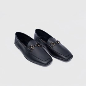 Resim Togo Siyah Hakiki Deri Kadın Loafer Ayakkabı [060263] 