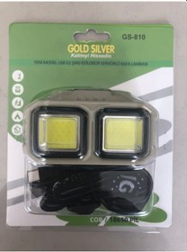 Resim Şarjlı Sensörlü Ledli Kafa Lambası Cob/18650 Pil Gold Silver 