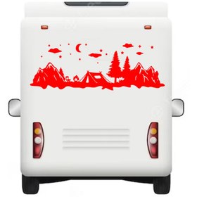 Resim Melek Pazarı 90 X 32 Cm Kamp Çadırı Ve Dağ Manzarası Karavan Sticker 